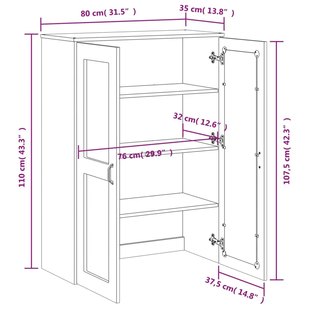 Top for Highboard VIKEN Black Engineered Wood 374942