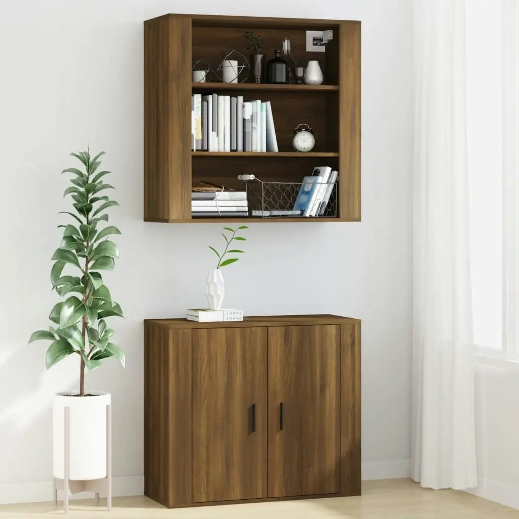 Wall Cabinet Brown Oak 80x33x80 cm Engineered Wood 816599