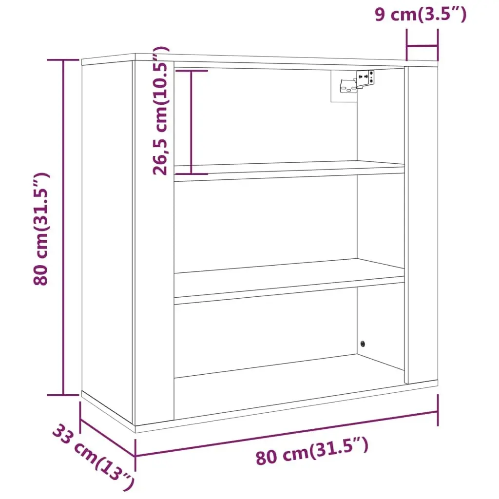 Wall Cabinet Brown Oak 80x33x80 cm Engineered Wood 816599