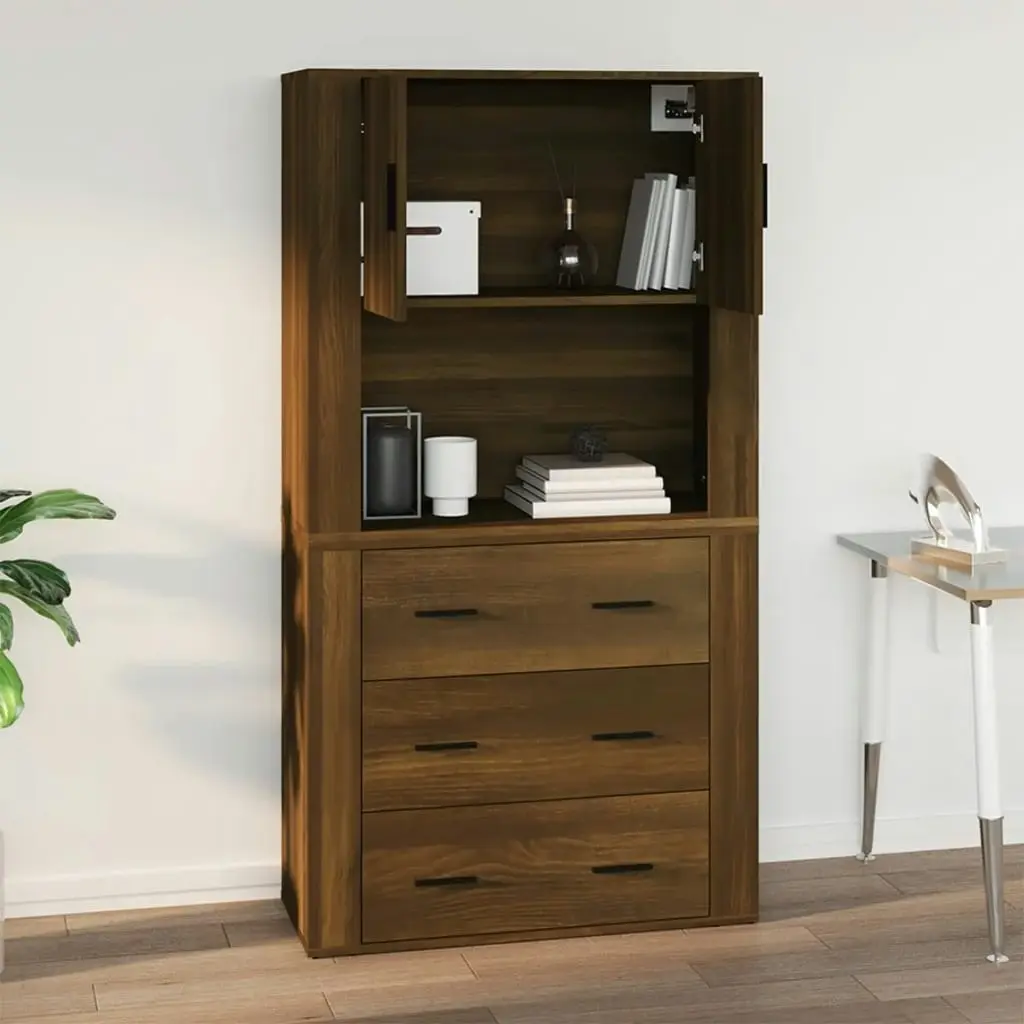 Wall Cabinet Brown Oak 80x33x80 cm Engineered Wood 816591