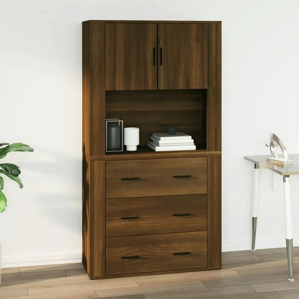 Wall Cabinet Brown Oak 80x33x80 cm Engineered Wood 816591