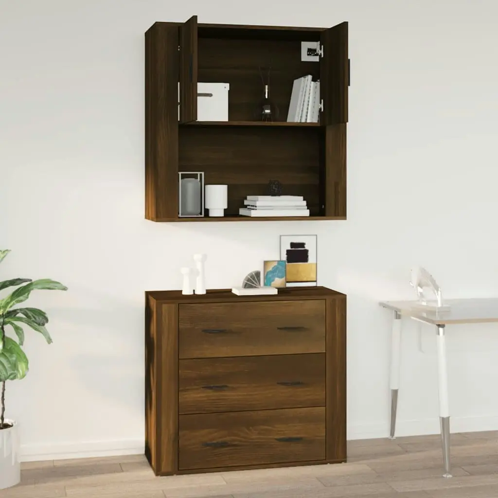 Wall Cabinet Brown Oak 80x33x80 cm Engineered Wood 816591