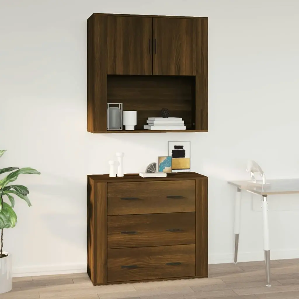 Wall Cabinet Brown Oak 80x33x80 cm Engineered Wood 816591