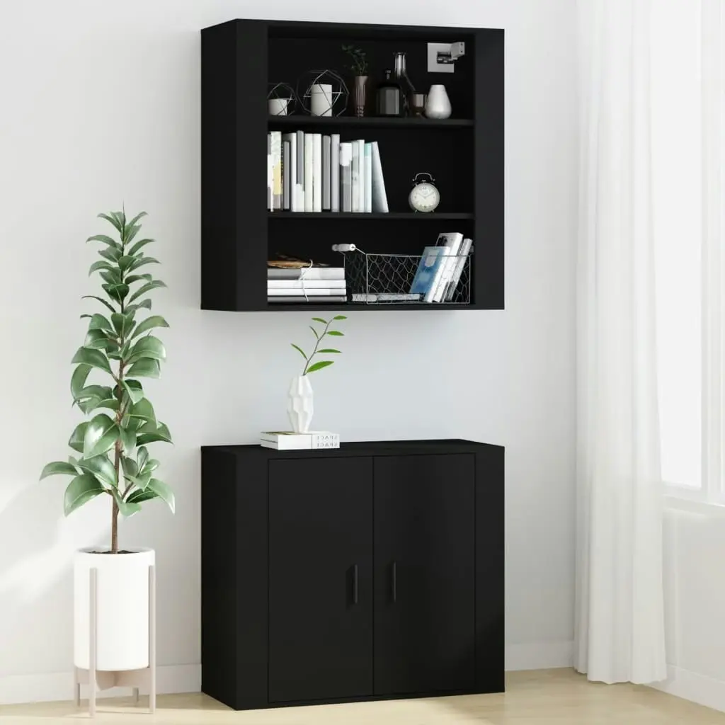 Wall Cabinet Black 80x33x80 cm Engineered Wood 816593