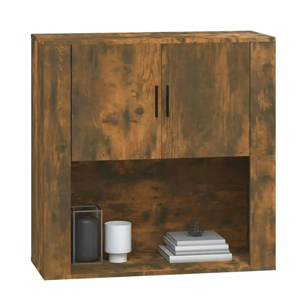 Wall Cabinet Smoked Oak 80x33x80 cm Engineered Wood 816589