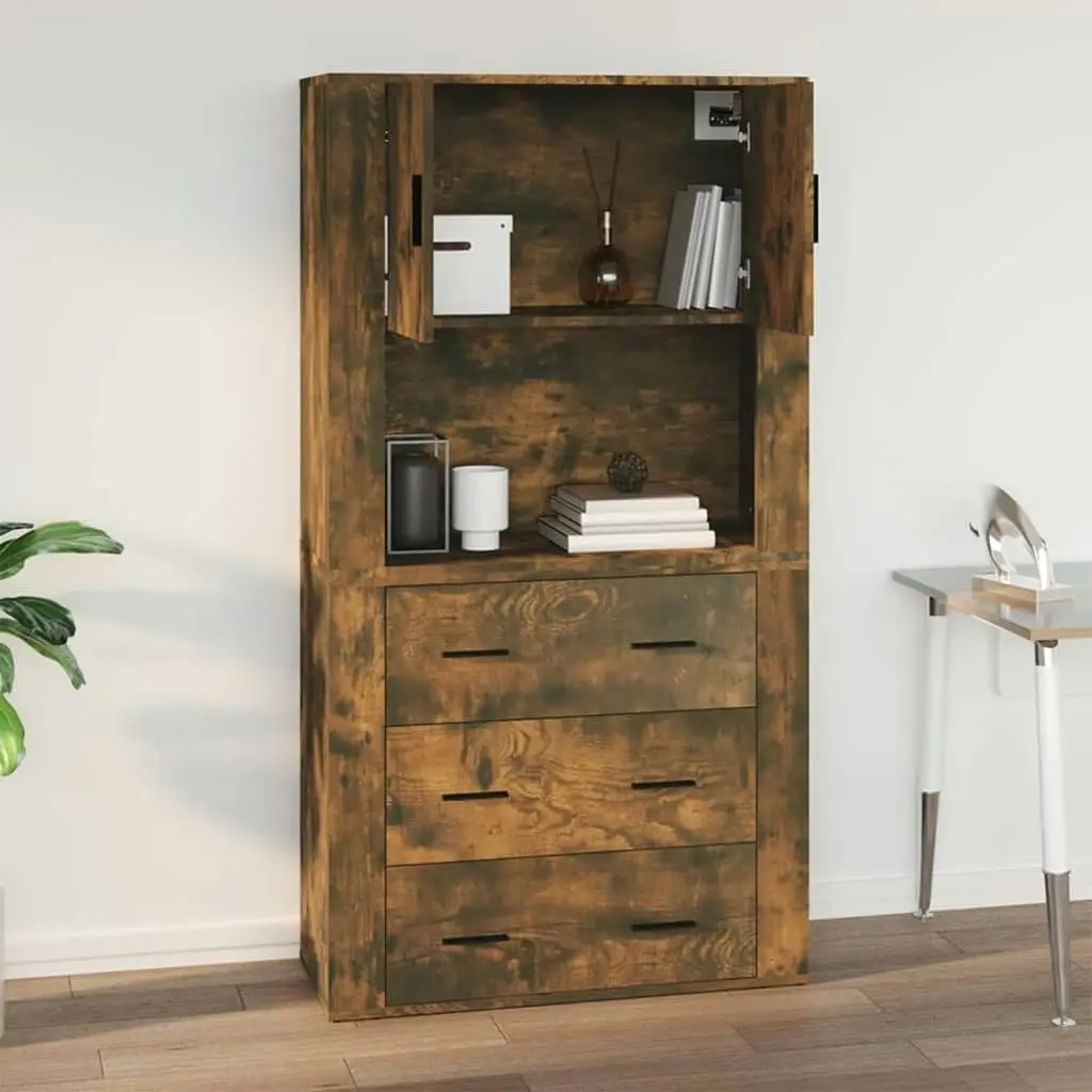 Wall Cabinet Smoked Oak 80x33x80 cm Engineered Wood 816589