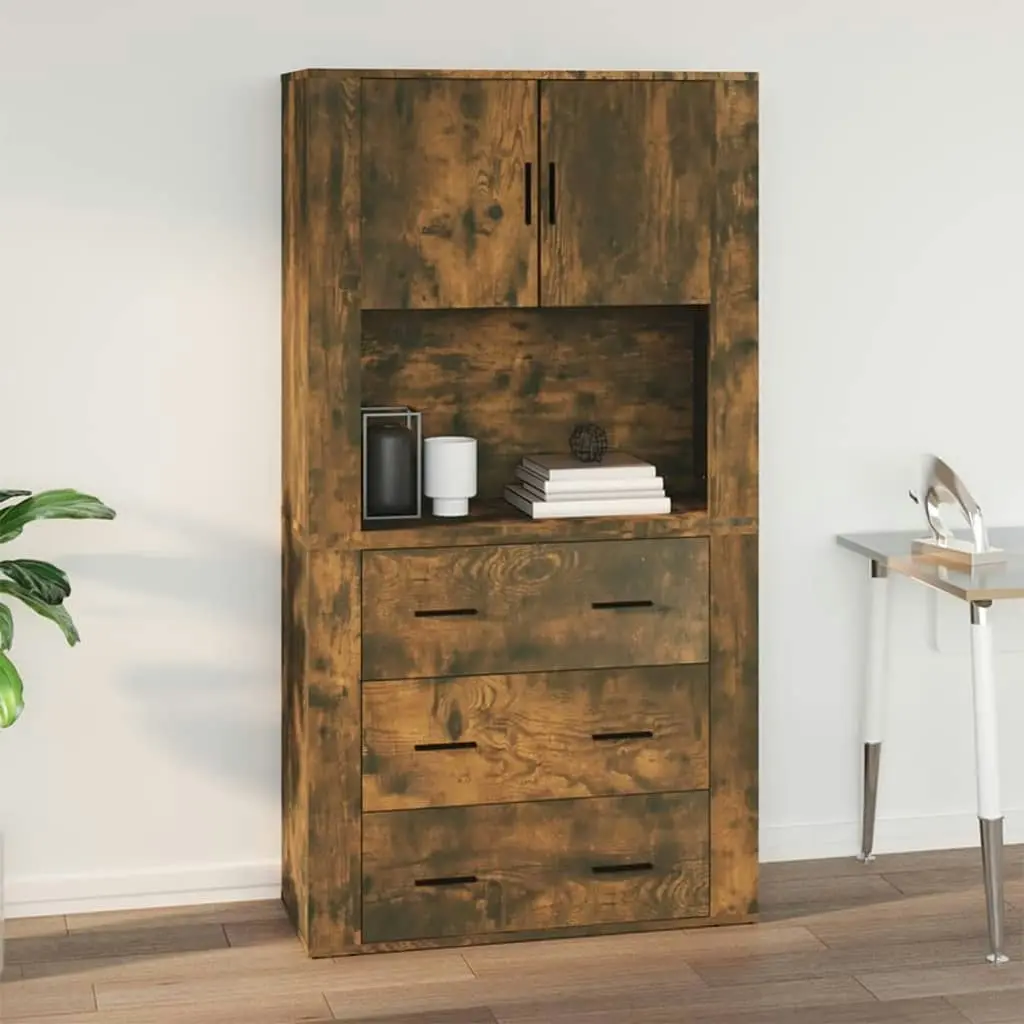 Wall Cabinet Smoked Oak 80x33x80 cm Engineered Wood 816589