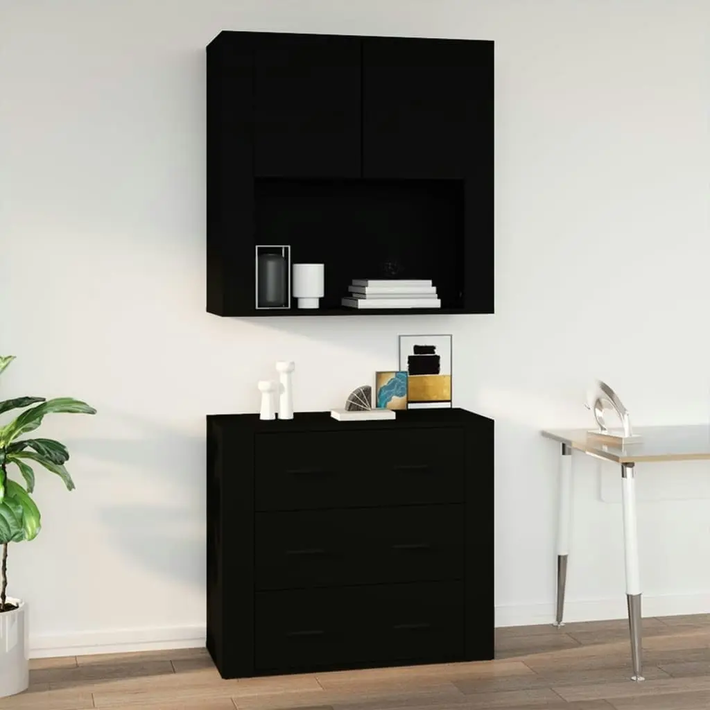 Wall Cabinet Black 80x33x80 cm Engineered Wood 816585