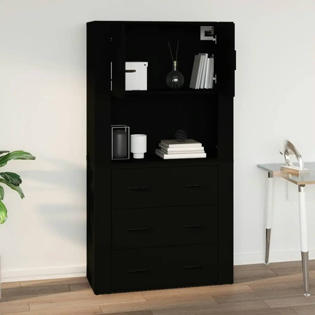 Wall Cabinet Black 80x33x80 cm Engineered Wood 816585