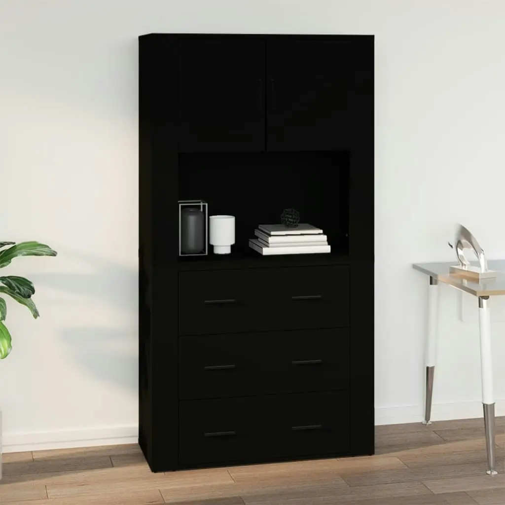 Wall Cabinet Black 80x33x80 cm Engineered Wood 816585