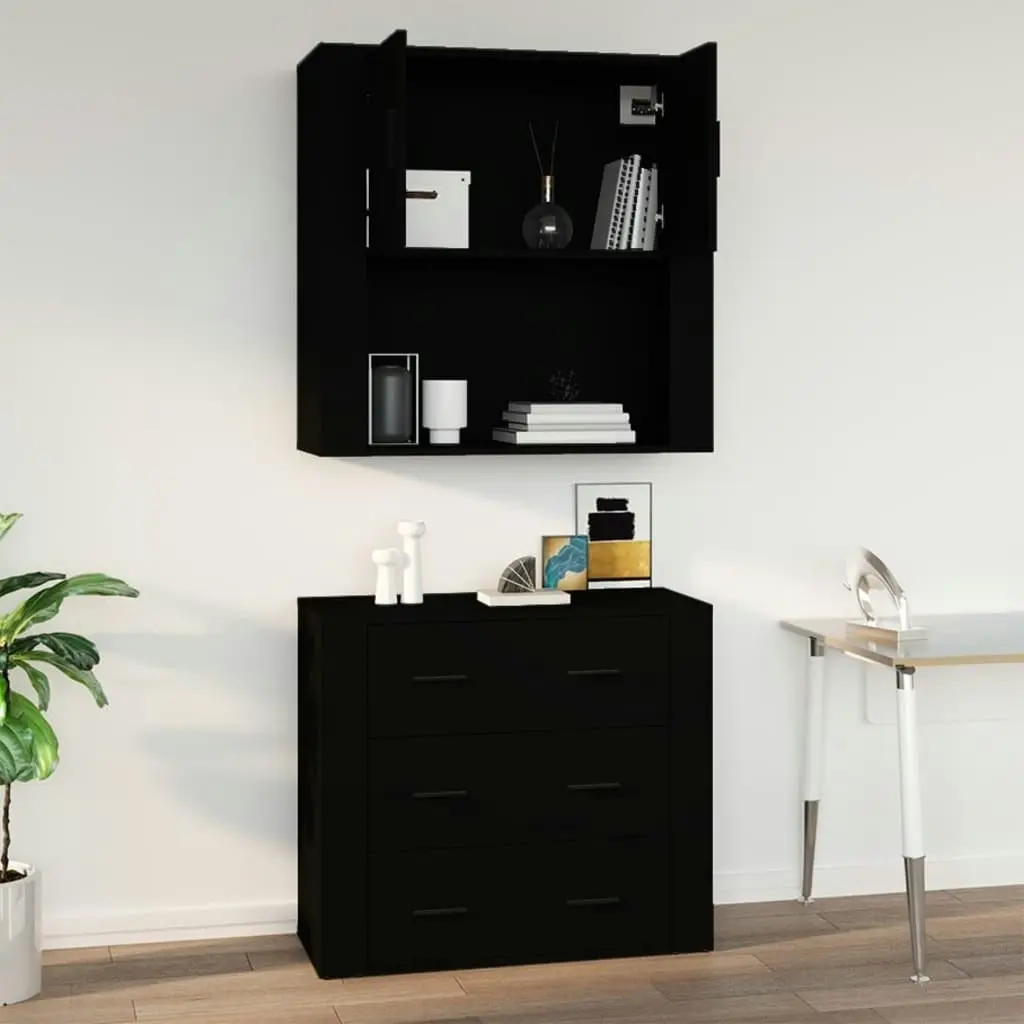 Wall Cabinet Black 80x33x80 cm Engineered Wood 816585