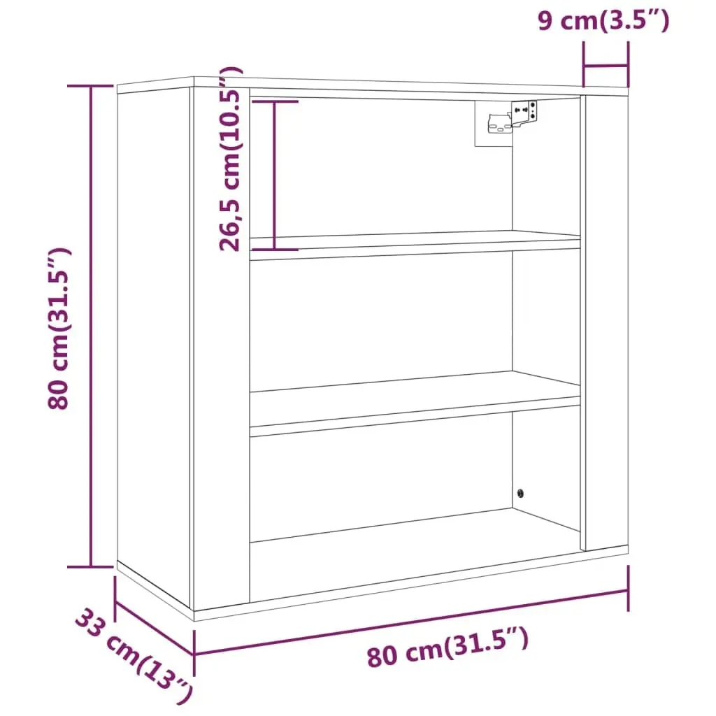 Wall Cabinet High Gloss White 80x33x80 cm Engineered Wood 816594