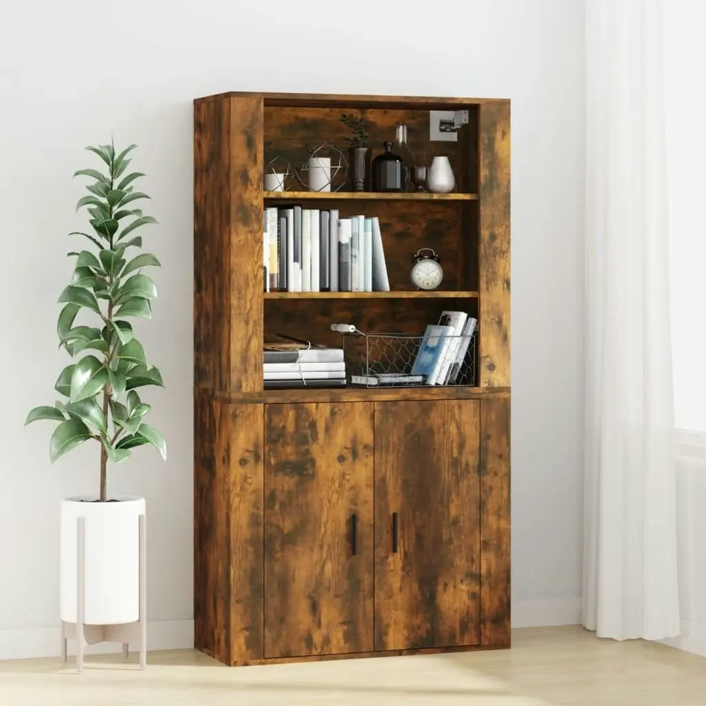 Wall Cabinet Smoked Oak 80x33x80 cm Engineered Wood 816597