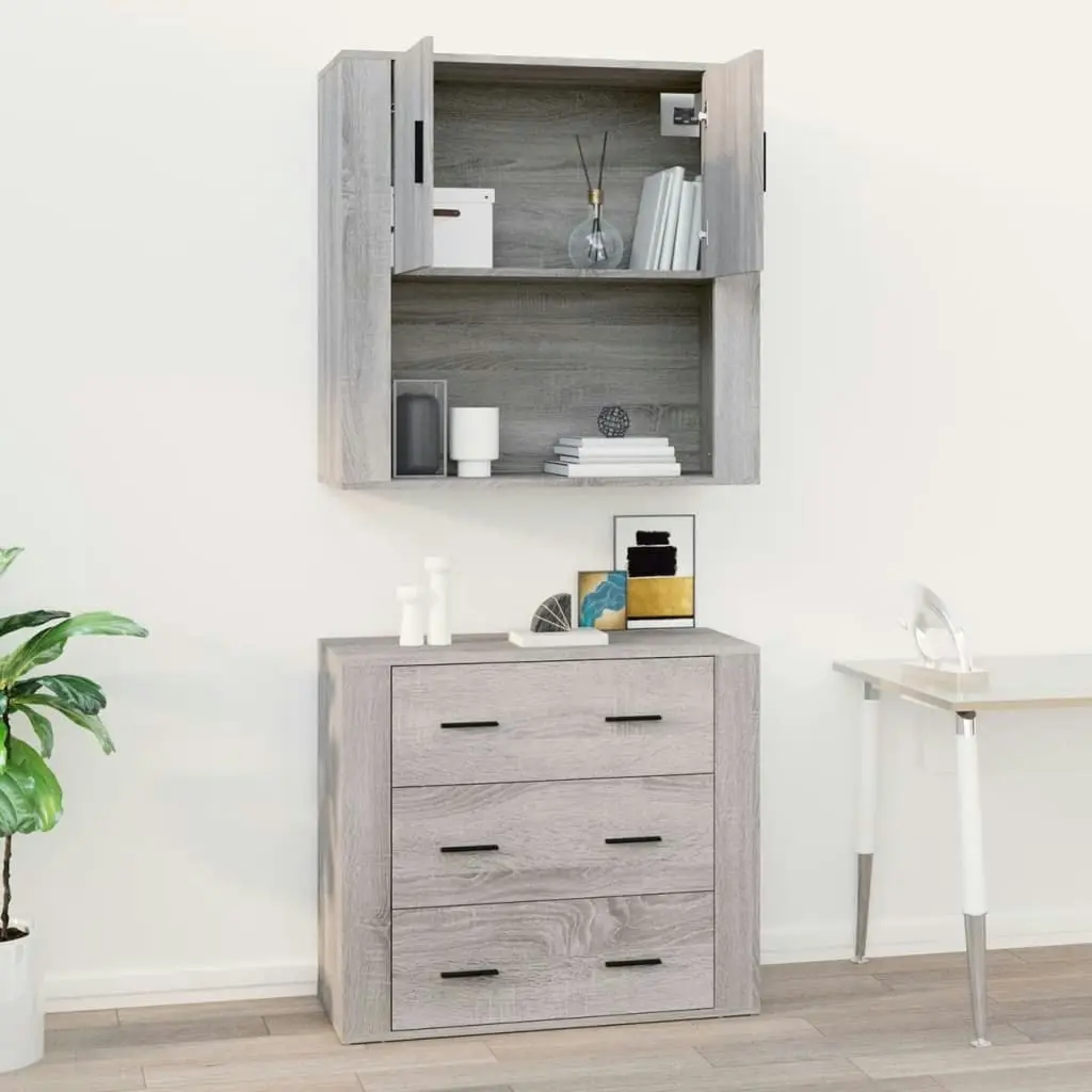 Wall Cabinet Grey Sonoma 80x33x80 cm Engineered Wood 816590