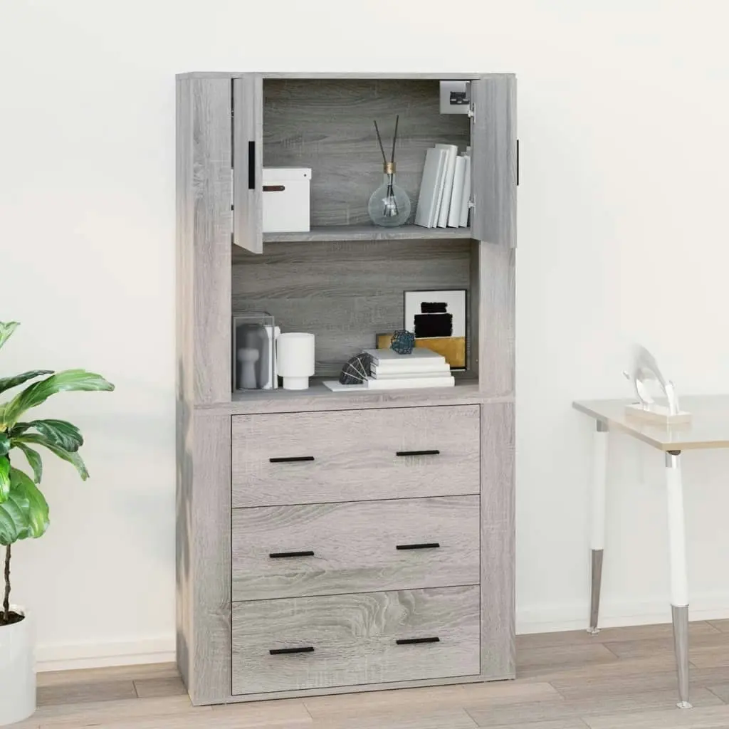 Wall Cabinet Grey Sonoma 80x33x80 cm Engineered Wood 816590