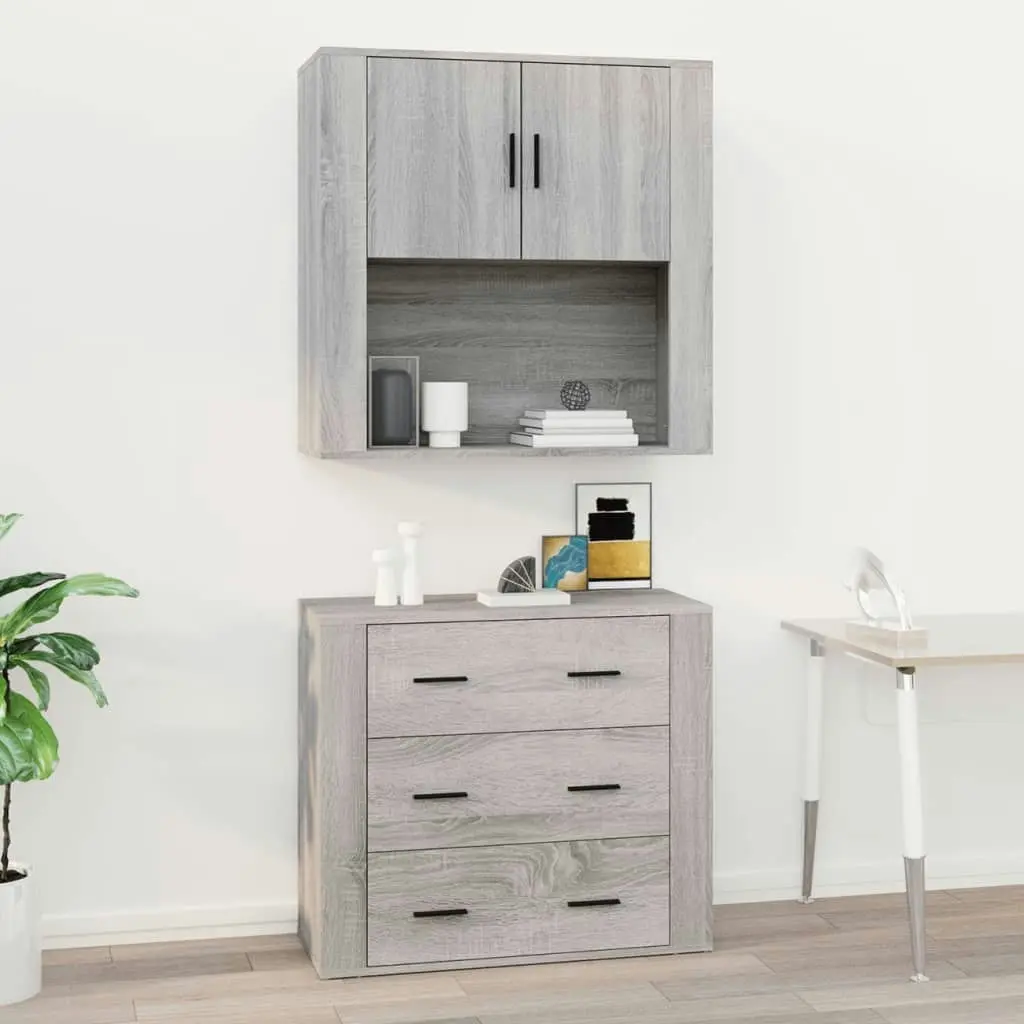 Wall Cabinet Grey Sonoma 80x33x80 cm Engineered Wood 816590