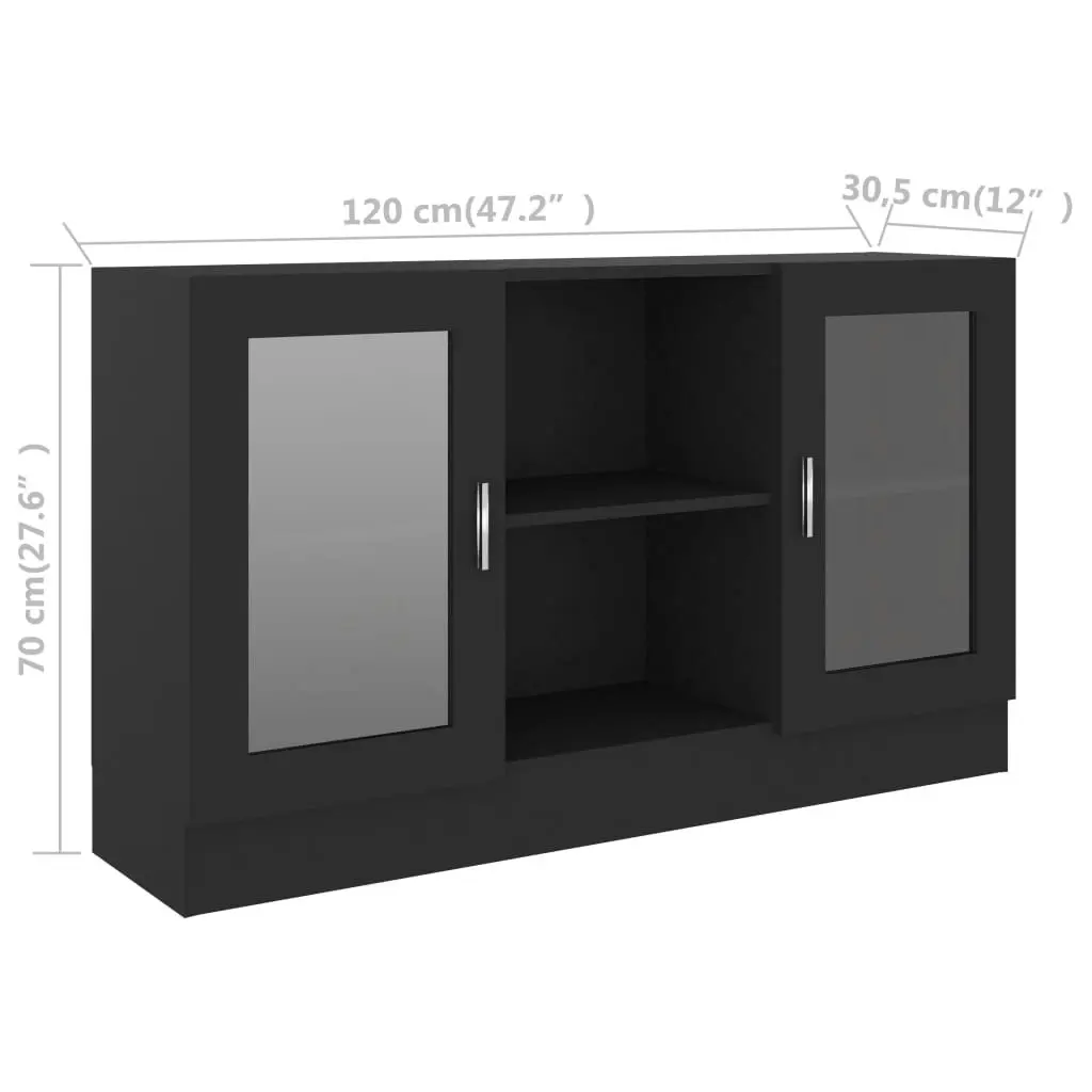 Vitrine Cabinet Black 120x30.5x70 cm Engineered Wood 802787