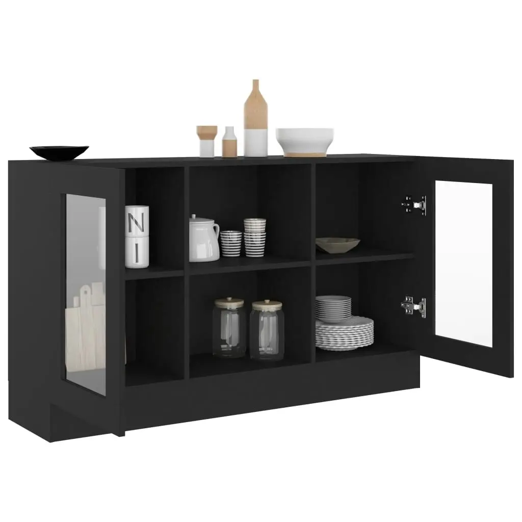 Vitrine Cabinet Black 120x30.5x70 cm Engineered Wood 802787