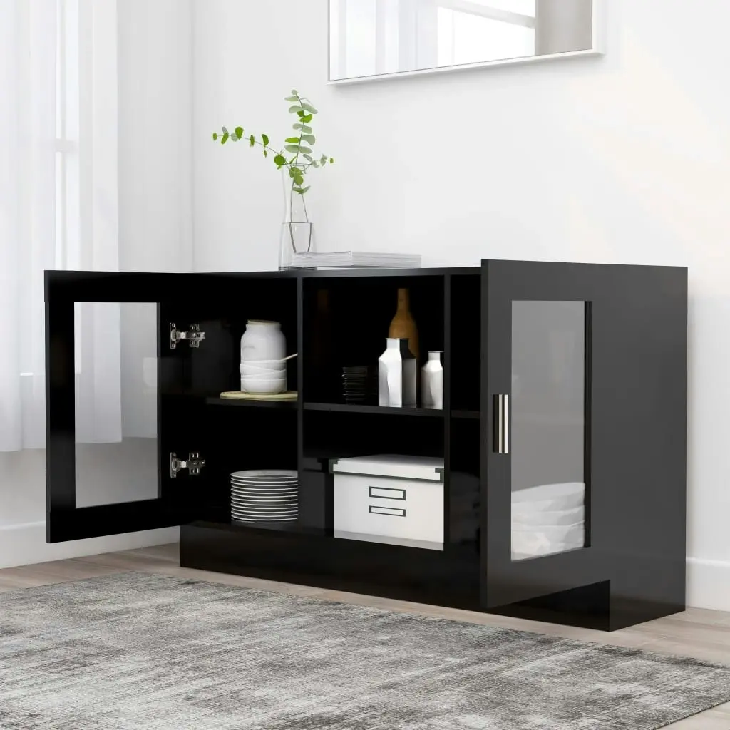 Vitrine Cabinet Black 120x30.5x70 cm Engineered Wood 802787