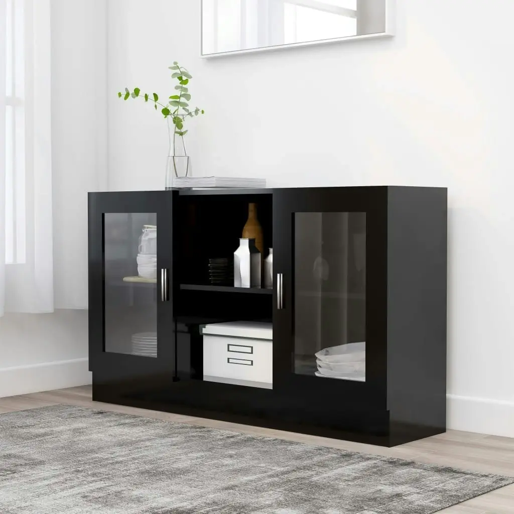 Vitrine Cabinet Black 120x30.5x70 cm Engineered Wood 802787