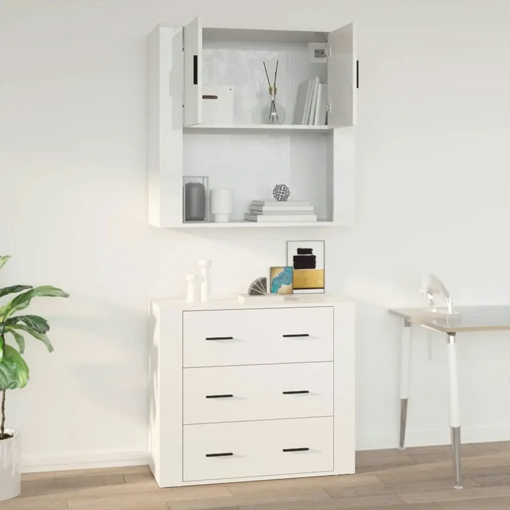 Wall Cabinet High Gloss White 80x33x80 cm Engineered Wood 816586