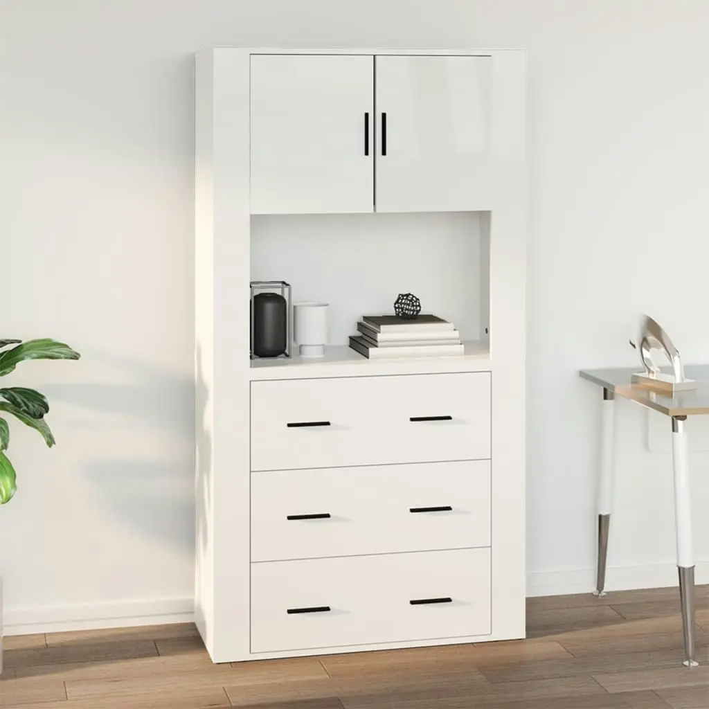 Wall Cabinet High Gloss White 80x33x80 cm Engineered Wood 816586