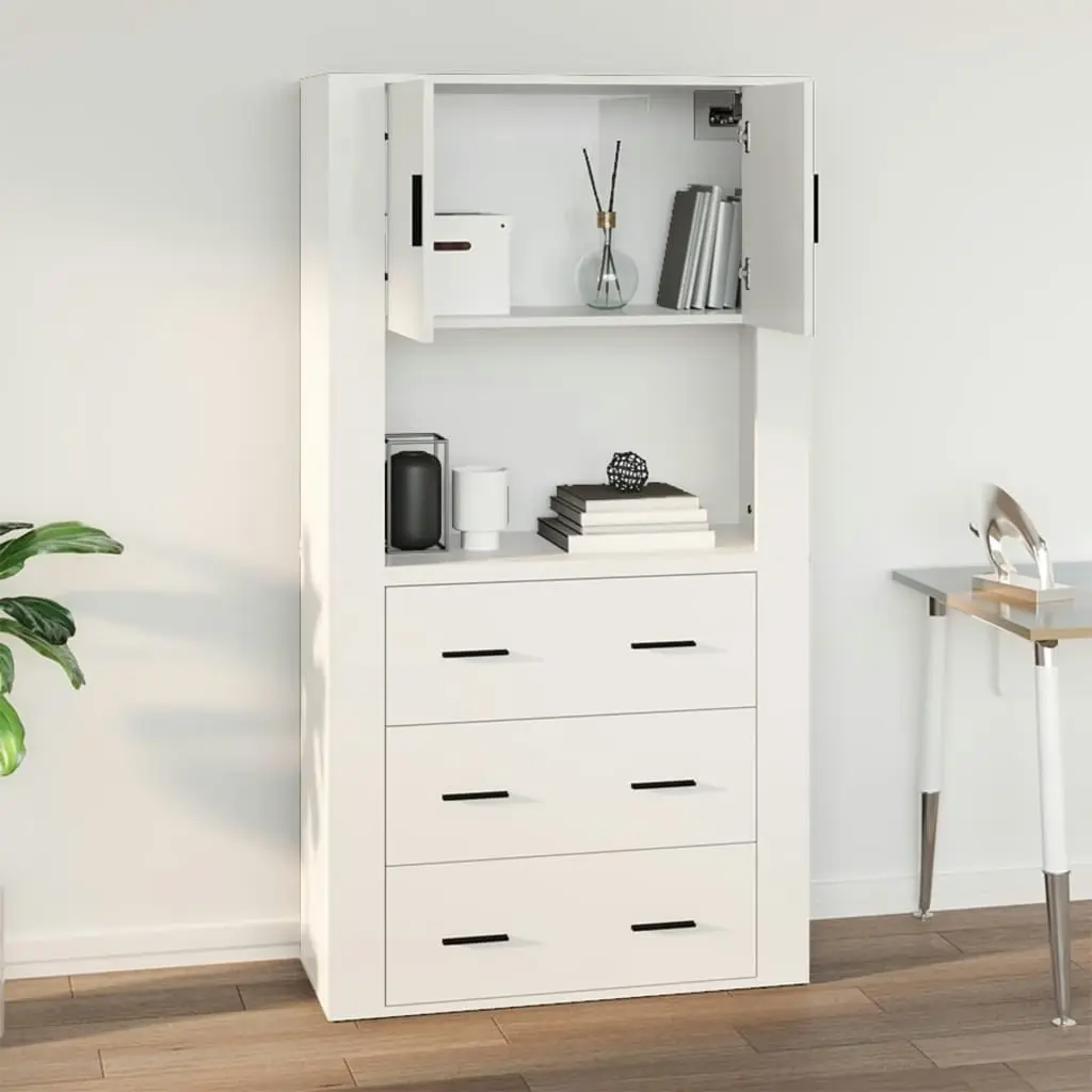 Wall Cabinet High Gloss White 80x33x80 cm Engineered Wood 816586