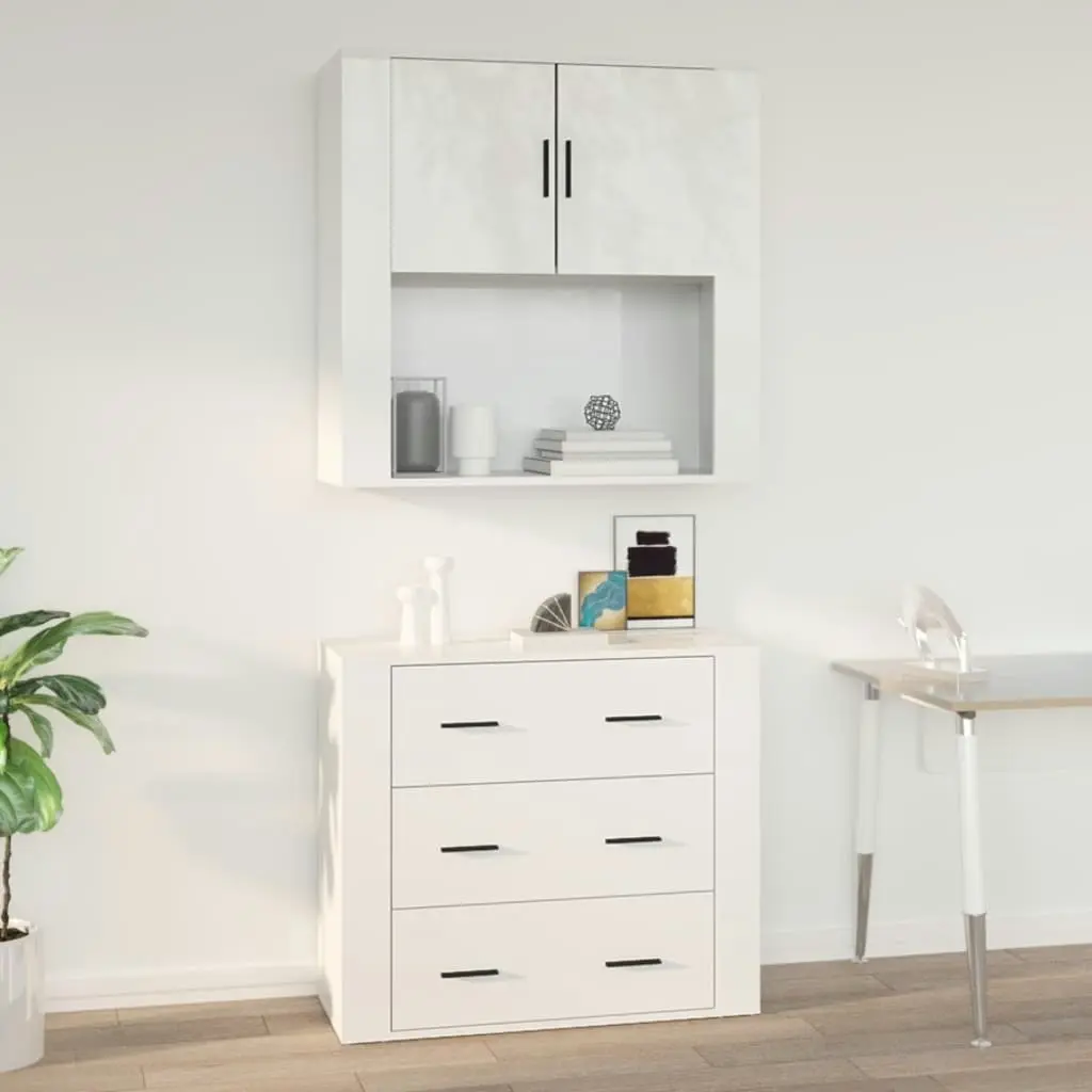 Wall Cabinet High Gloss White 80x33x80 cm Engineered Wood 816586