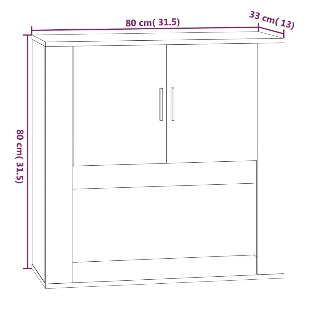 Wall Cabinet High Gloss White 80x33x80 cm Engineered Wood 816586