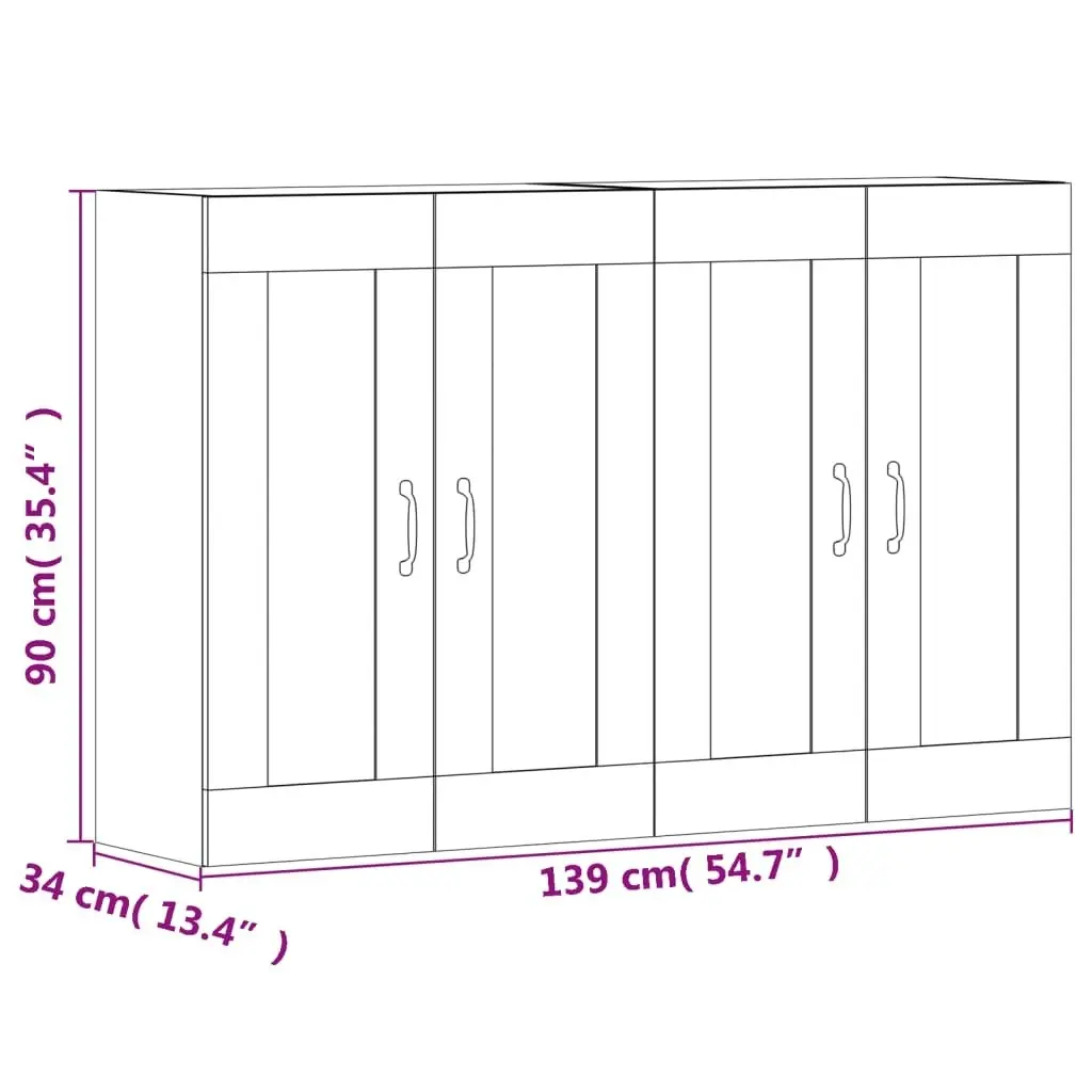 Wall Mounted Cabinets 2 pcs White Engineered Wood 3197905