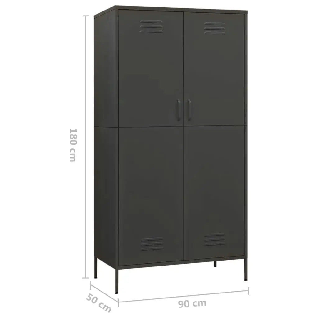 Wardrobe Anthracite 90x50x180 cm Steel 336249