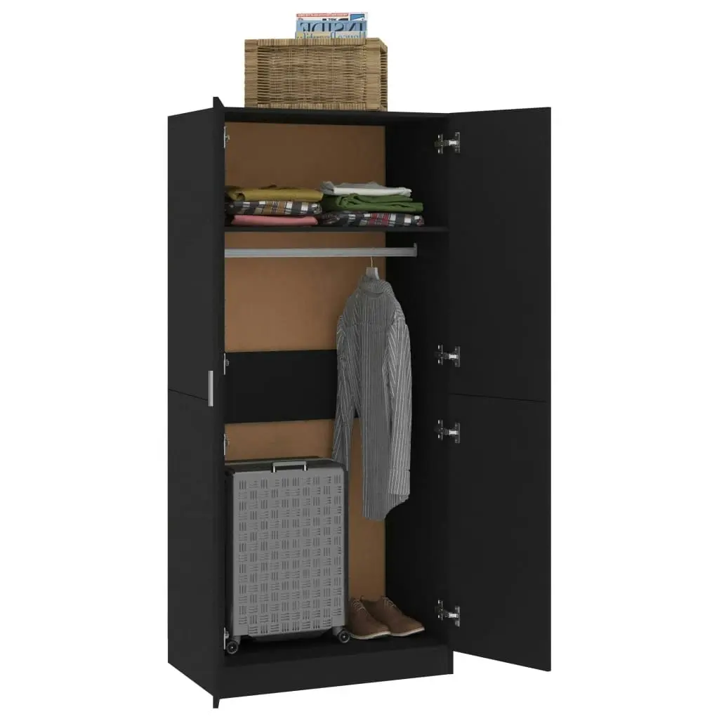 Wardrobe Black 80x52x180 cm Engineered Wood 800622