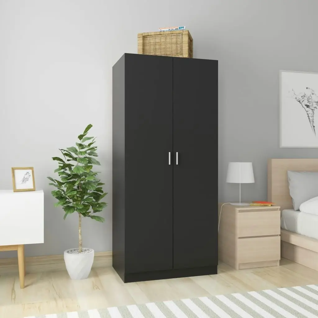 Wardrobe Black 80x52x180 cm Engineered Wood 800622