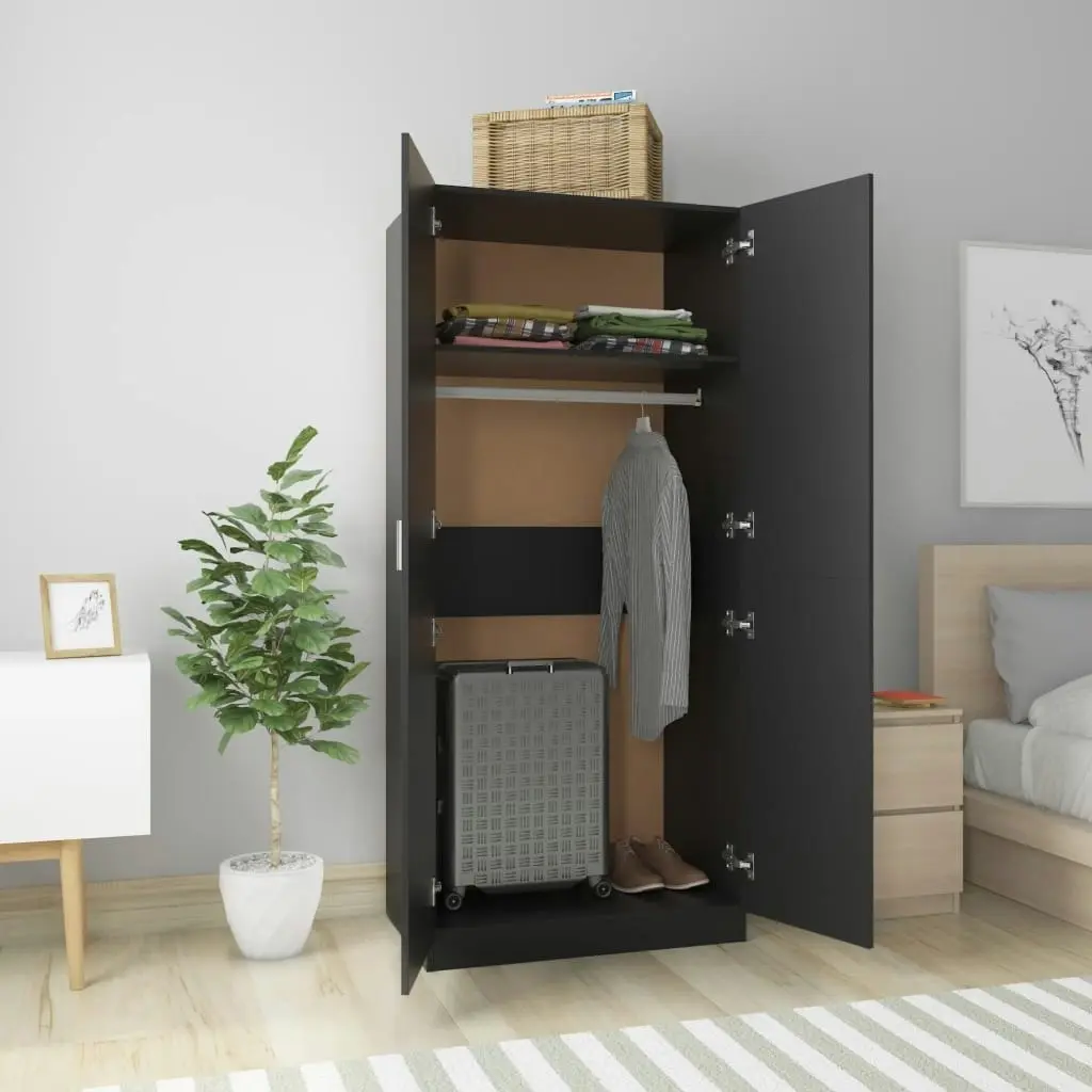 Wardrobe Black 80x52x180 cm Engineered Wood 800622