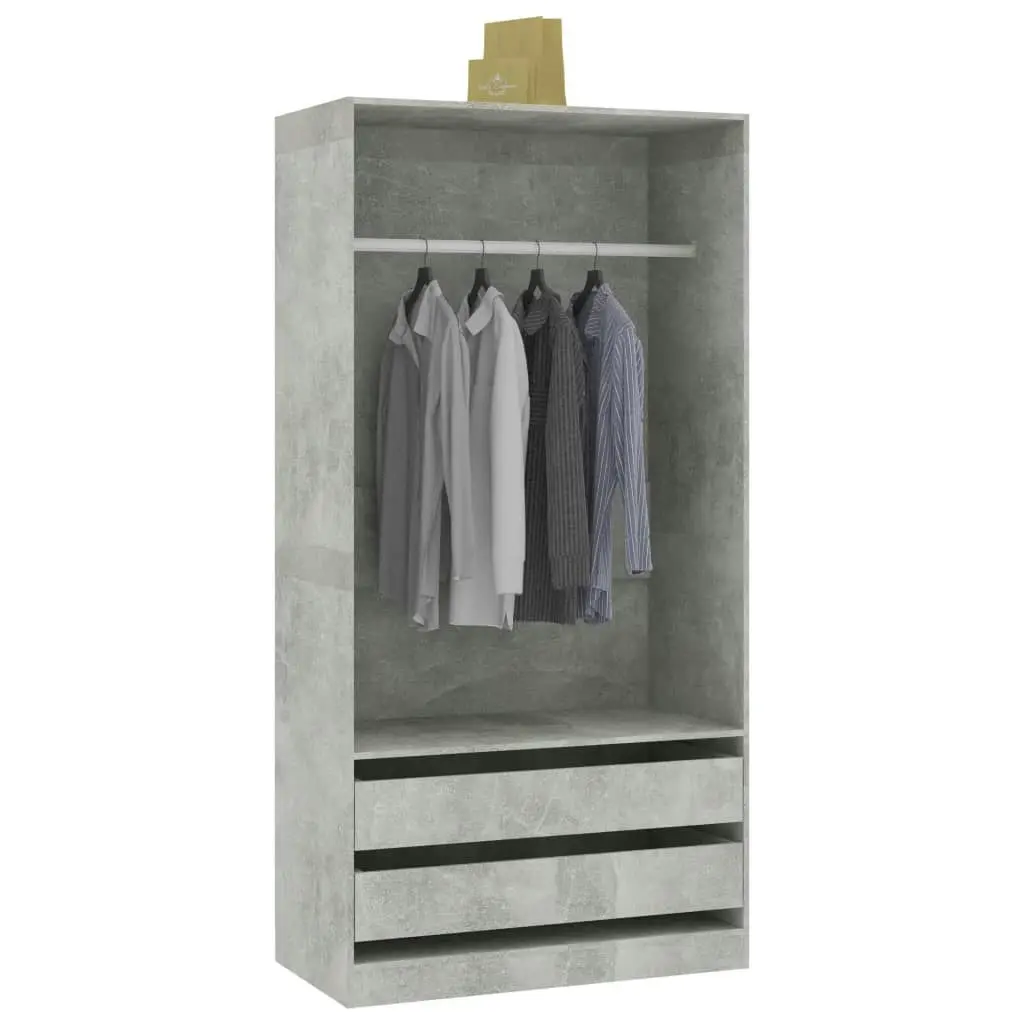 Wardrobe Concrete Grey 100x50x200 cm Engineered Wood 800607