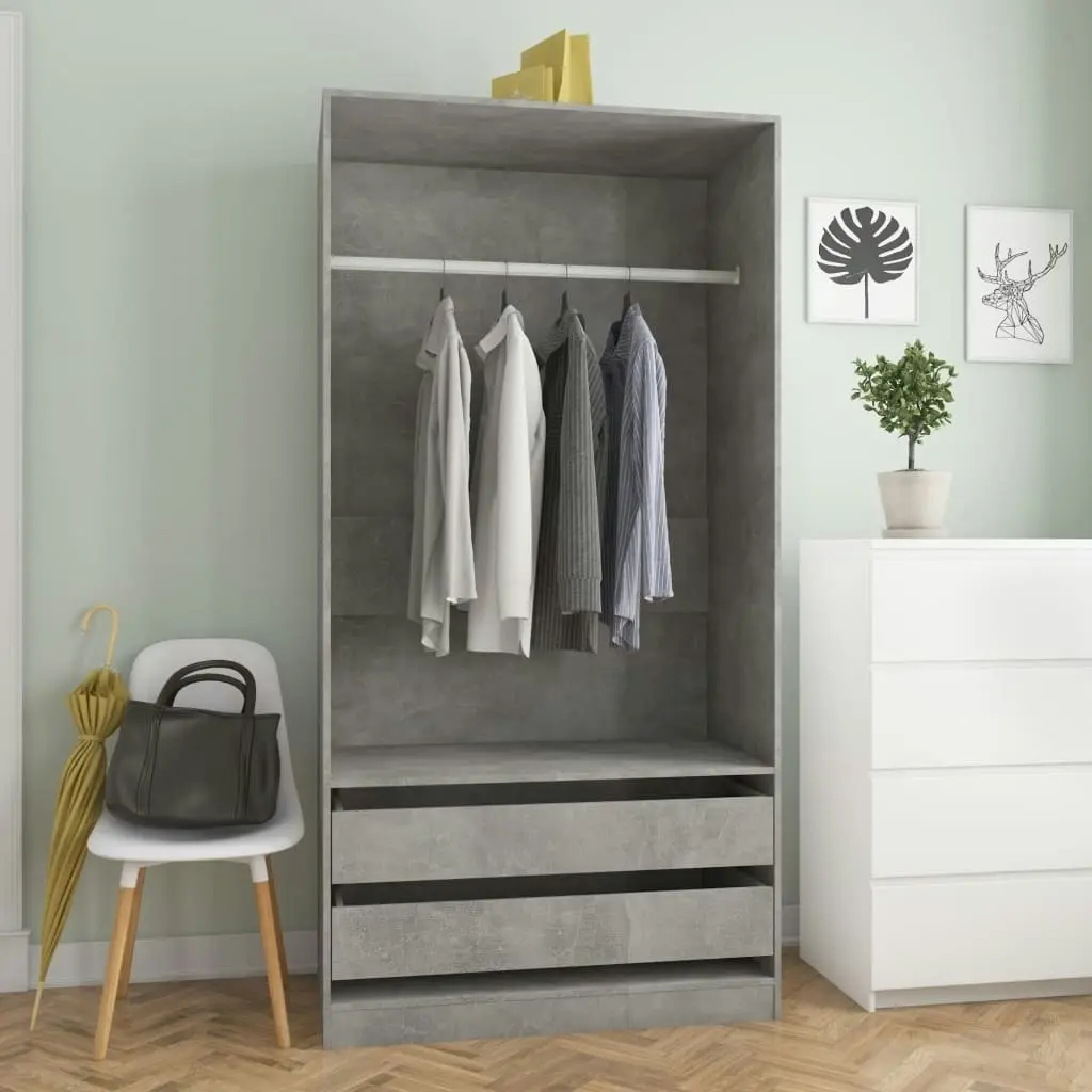 Wardrobe Concrete Grey 100x50x200 cm Engineered Wood 800607