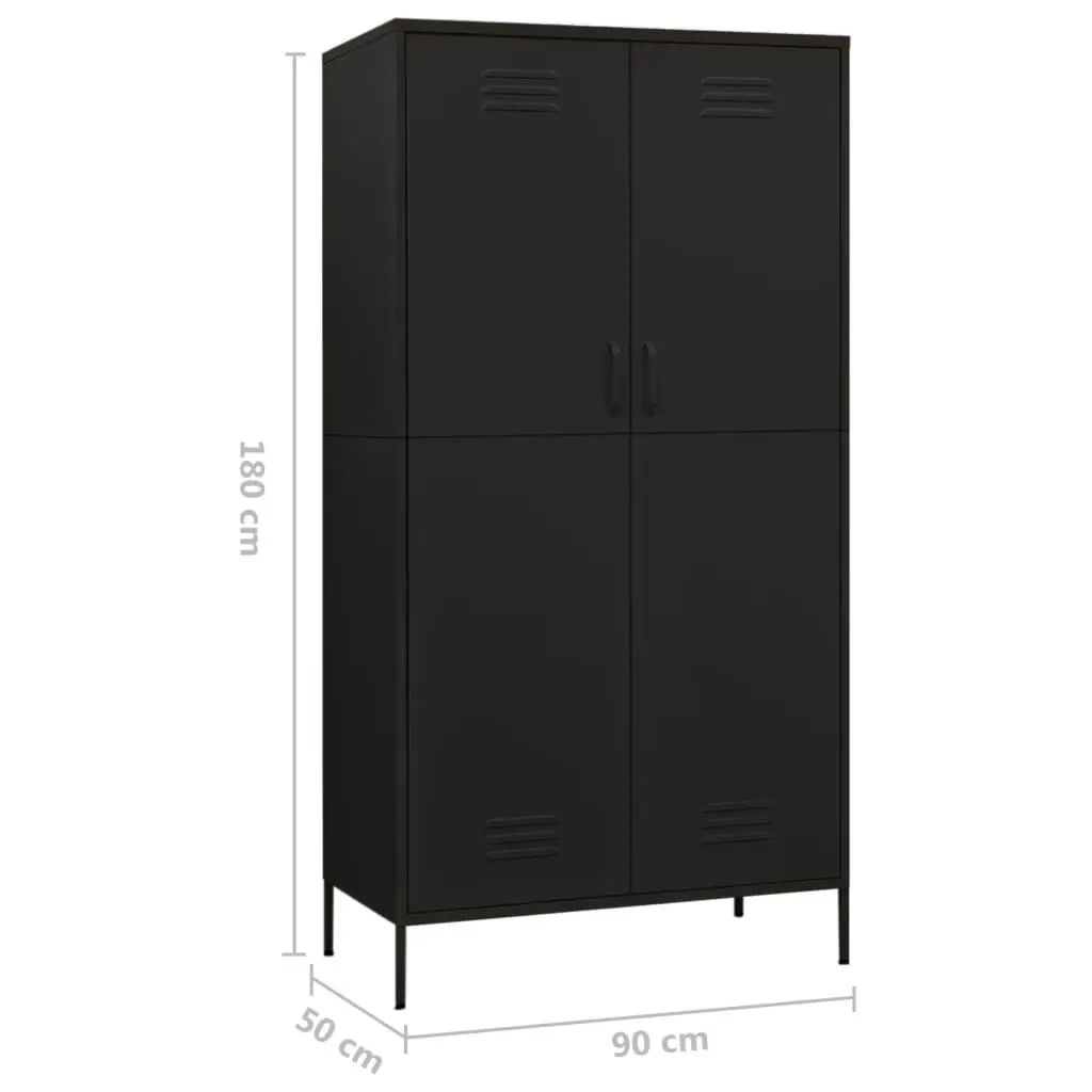 Wardrobe Black 90x50x180 cm Steel 336250