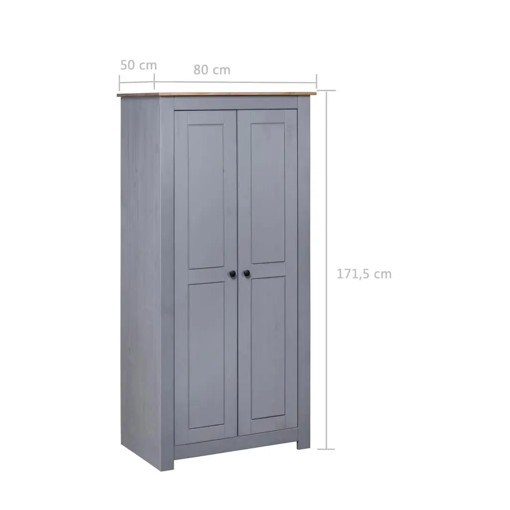 Wardrobe Grey 80x50x171.5 cm Solid Pine Panama Range 282665