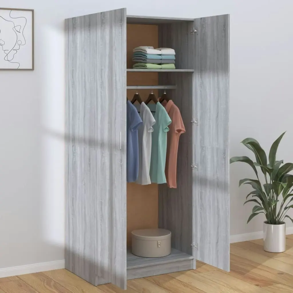 Wardrobe Grey Sonoma 80x52x180 cm Engineered Wood 815352