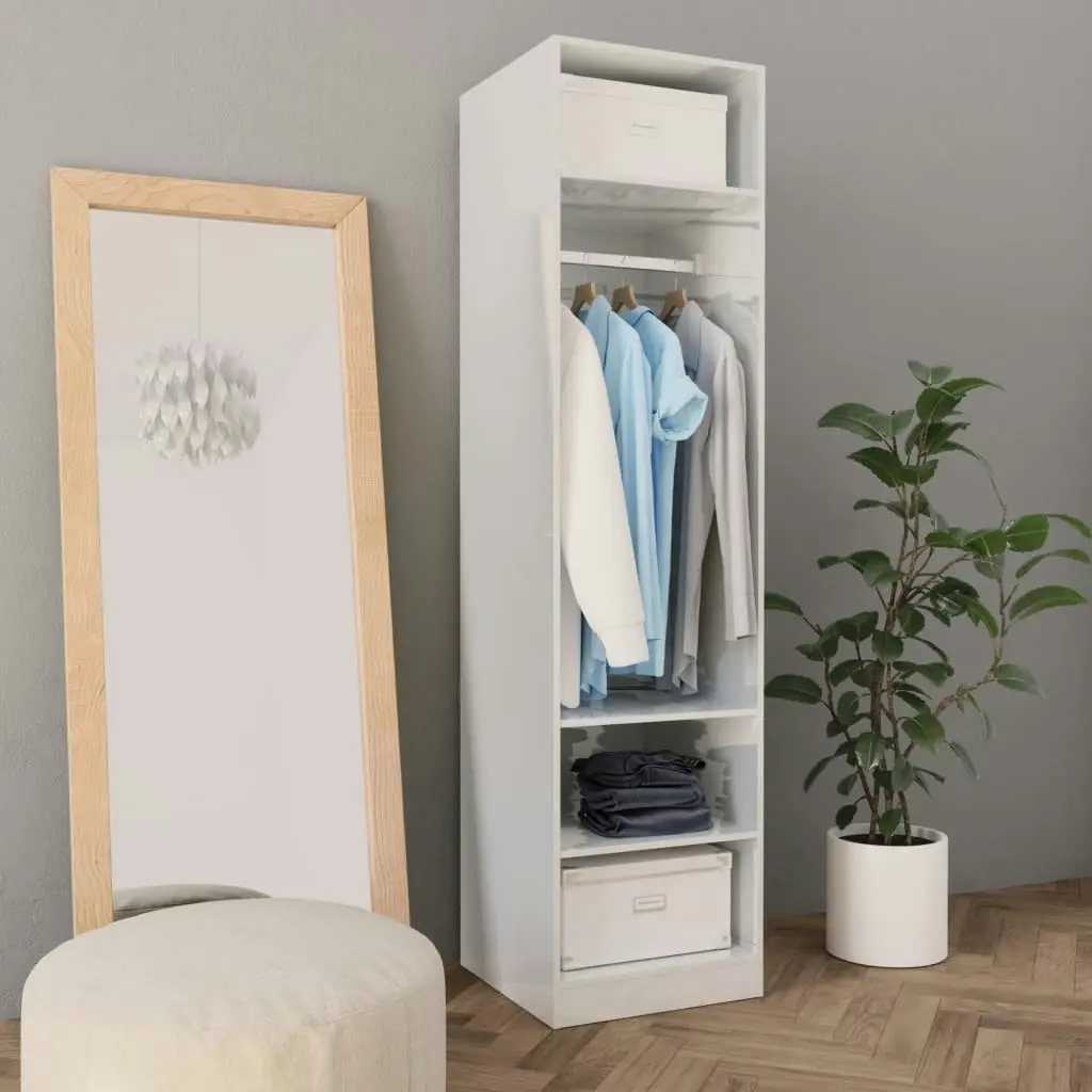 Wardrobe High Gloss White 50x50x200 cm Engineered Wood 800240