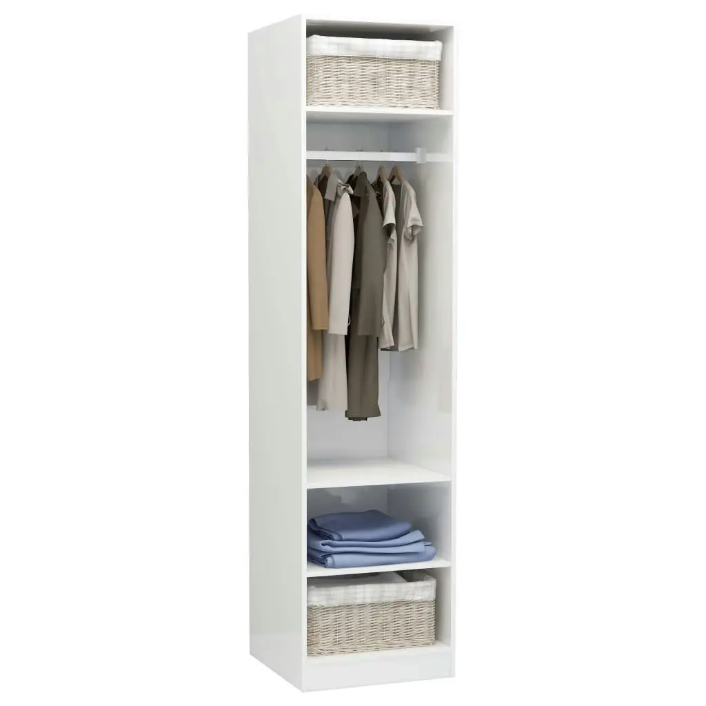 Wardrobe High Gloss White 50x50x200 cm Engineered Wood 800240