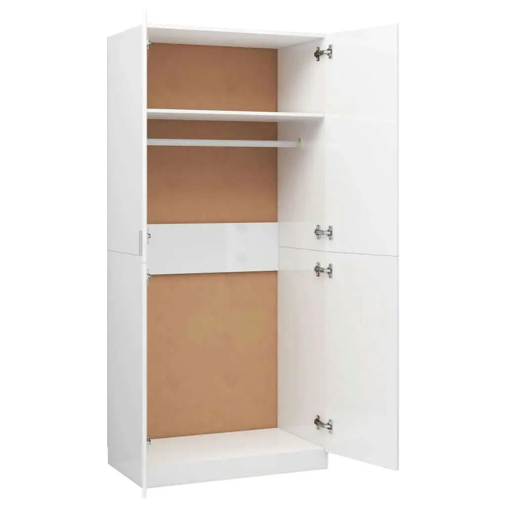 Wardrobe High Gloss White 80x52x180 cm Engineered Wood 800627