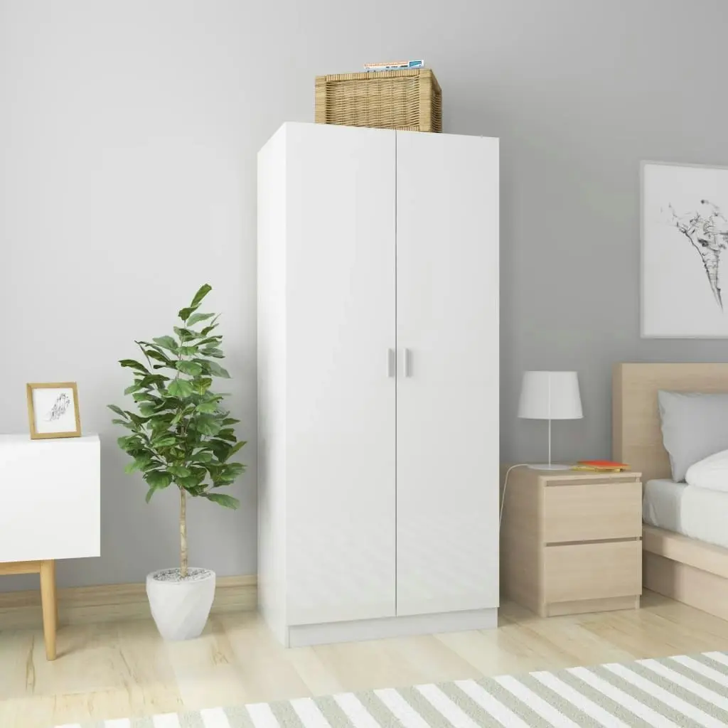 Wardrobe High Gloss White 80x52x180 cm Engineered Wood 800627