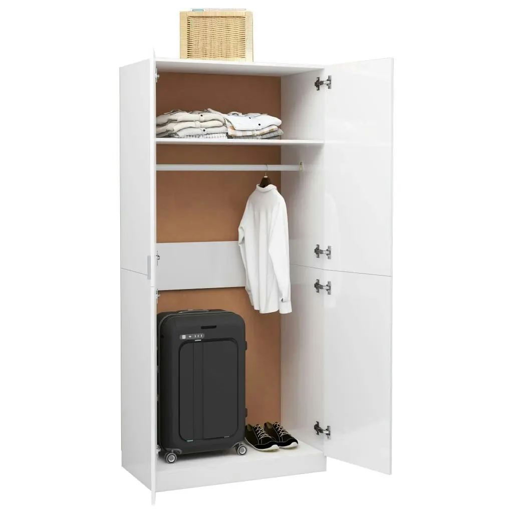 Wardrobe High Gloss White 80x52x180 cm Engineered Wood 800627