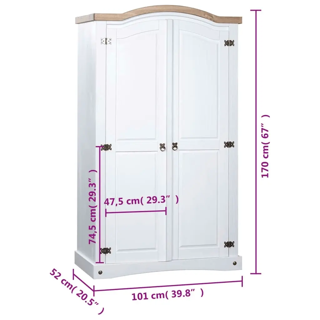 Wardrobe Mexican Pine Corona Range 2 Doors White 282620