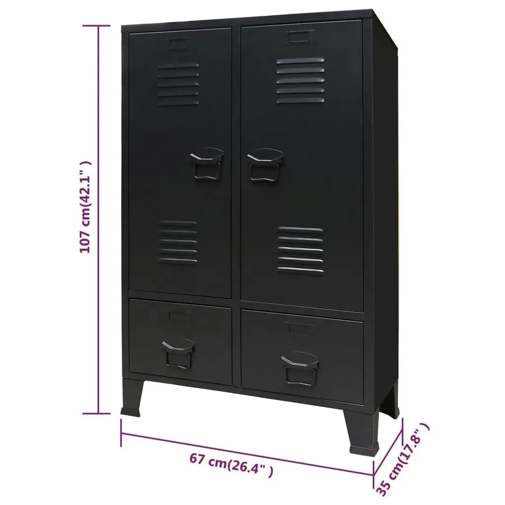 Wardrobe Metal Industrial Style 67x35x107 cm Black 245960