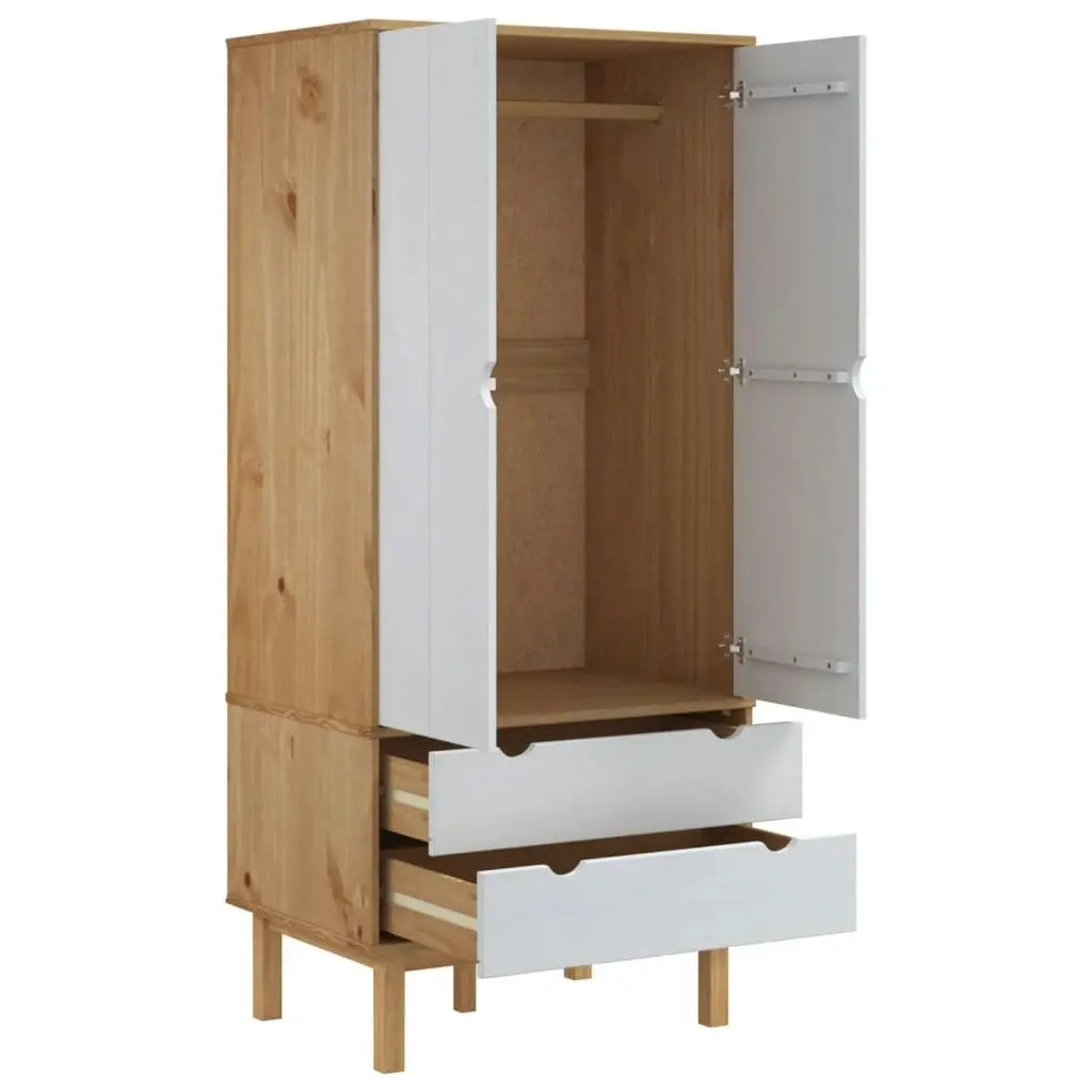 Wardrobe OTTA Brown and White 76.5x53x172 cm Solid Wood Pine 348590