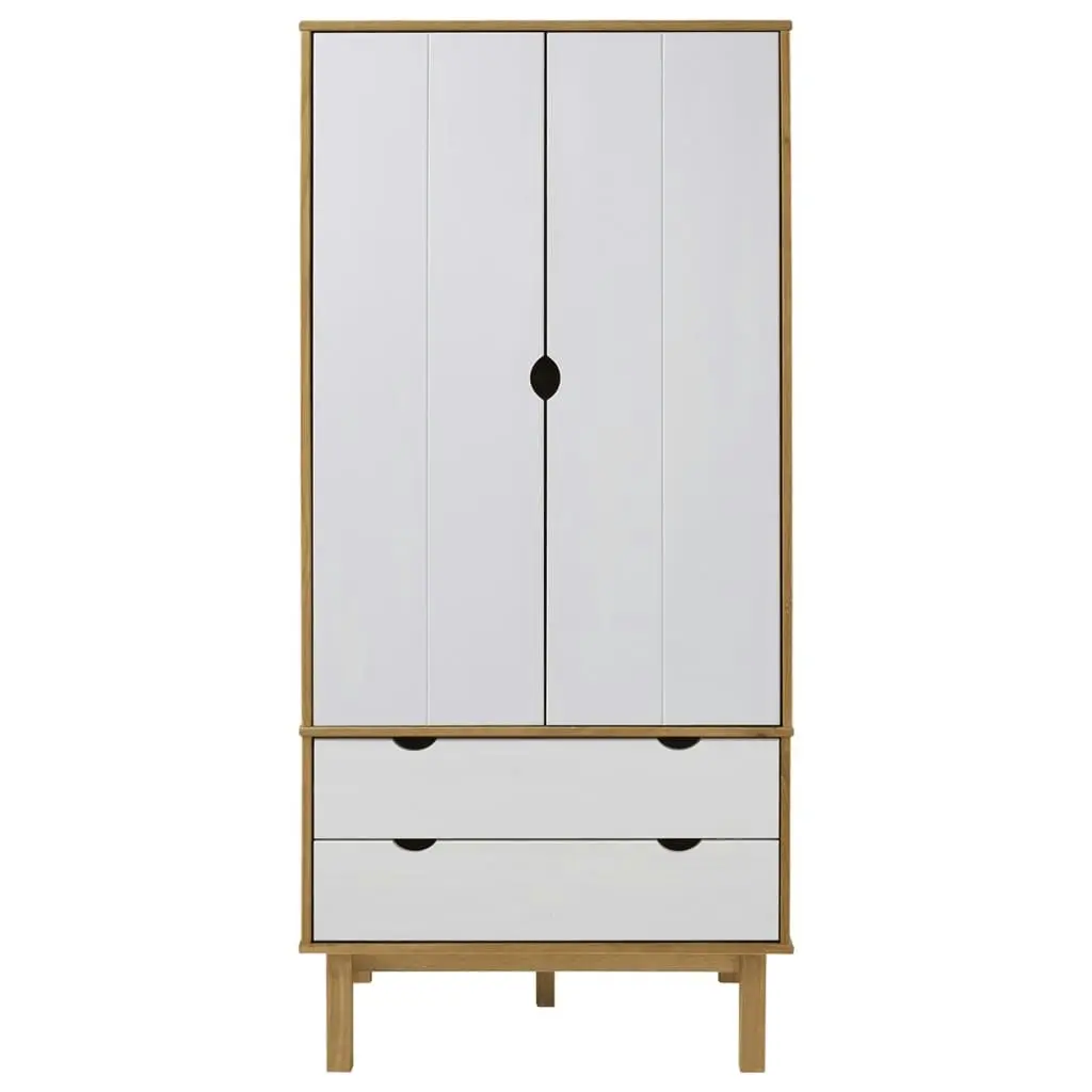 Wardrobe OTTA Brown and White 76.5x53x172 cm Solid Wood Pine 348590