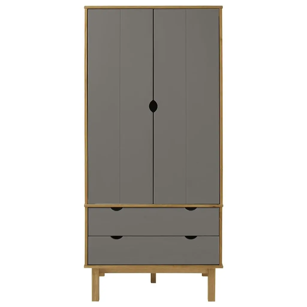 Wardrobe OTTA Brown and Grey 76.5x53x172 cm Solid Wood Pine 348589