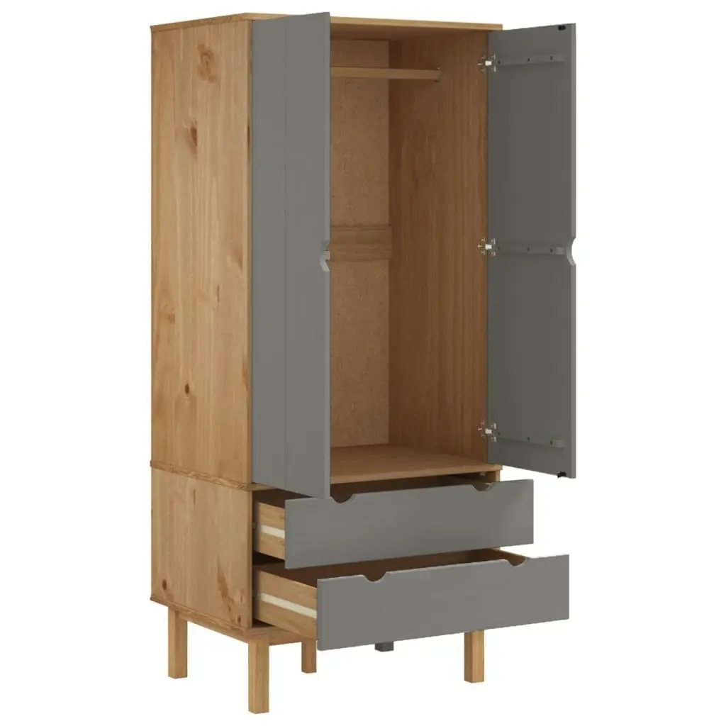 Wardrobe OTTA Brown and Grey 76.5x53x172 cm Solid Wood Pine 348589